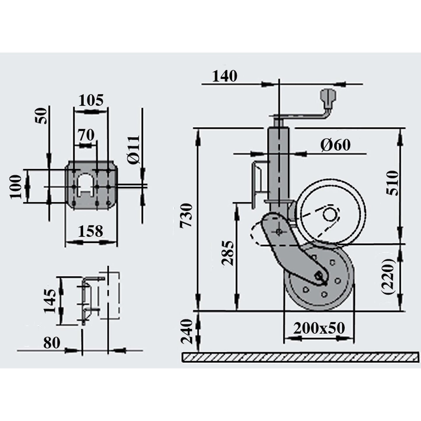 AL-KO Anhänger Automatikstützrad 500kg 1212382