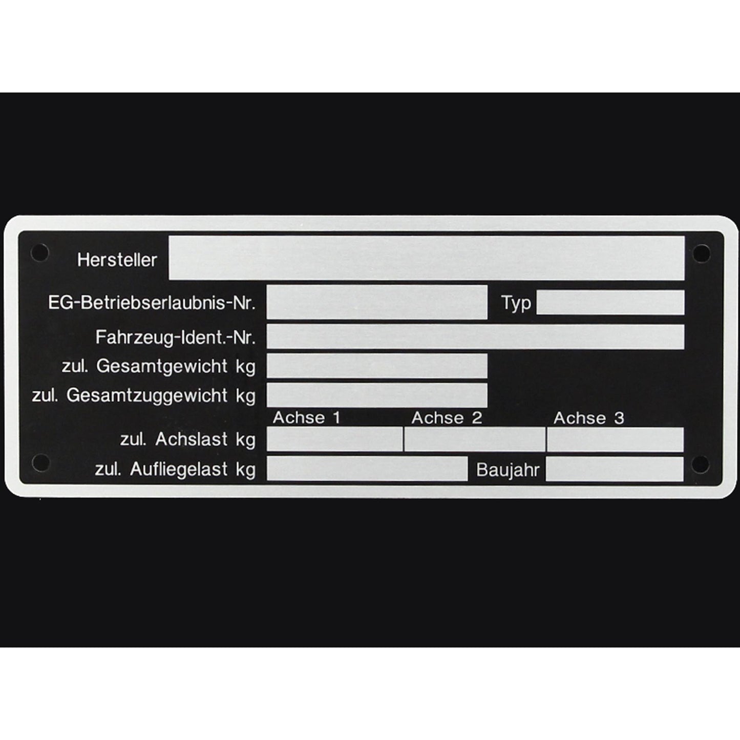 Blanko Typenschild 150x48mm Anhängertypenschild
