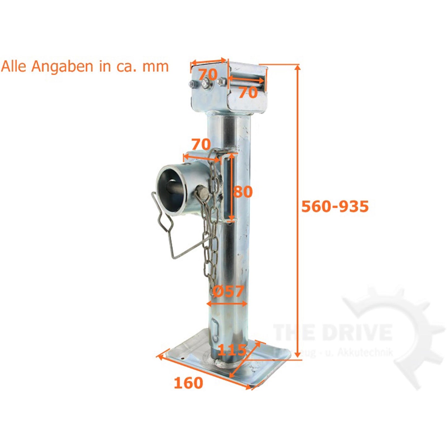 Stützfuss Klappbar Ø57x560mm Stützlast 1300kg 19mm Sechskant