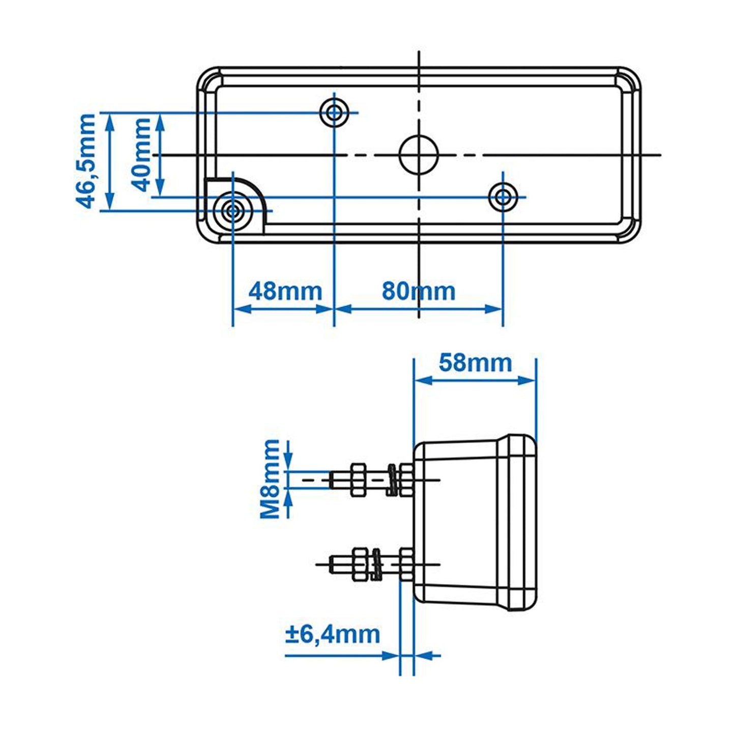 DDR rear light 3 functions 210x83mm multifunctional light Radex 8100