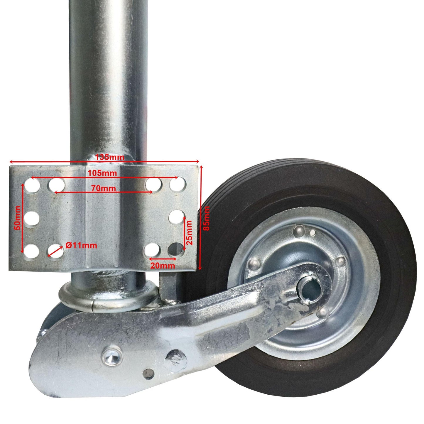 Automatik-Stützrad 60mm, 400kg Stützlast Flansch 0mm