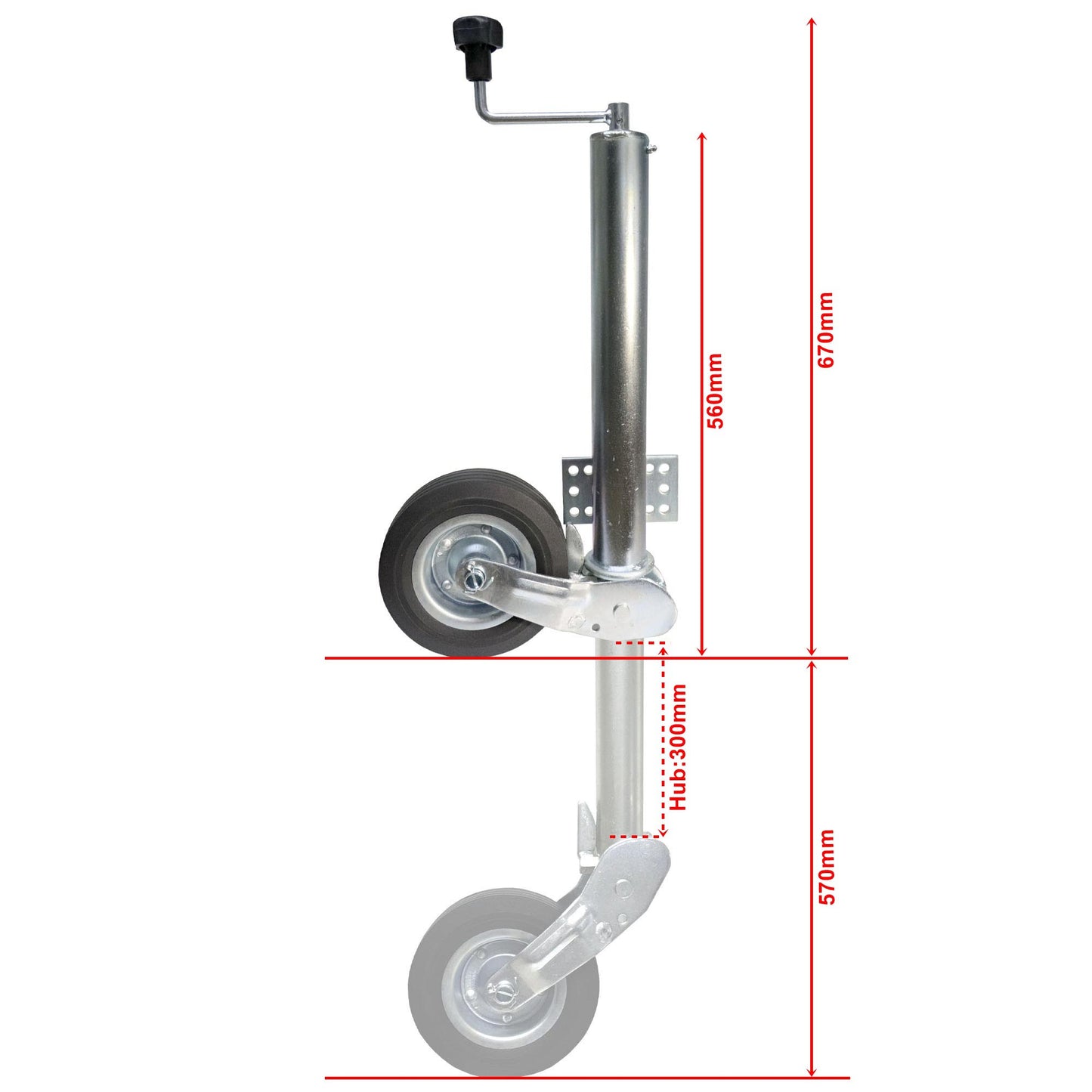 Automatik-Stützrad 60mm, 400kg Stützlast Flansch 0mm