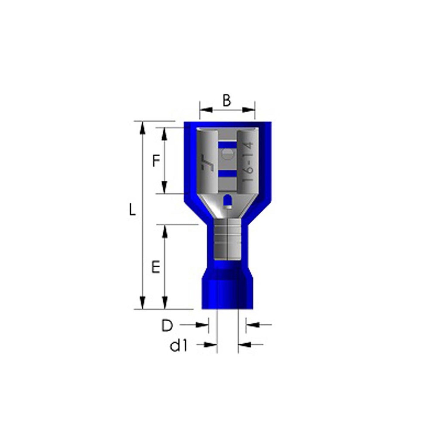 100x Flachsteckhülsen blau isoliert 1,5-2,5mm