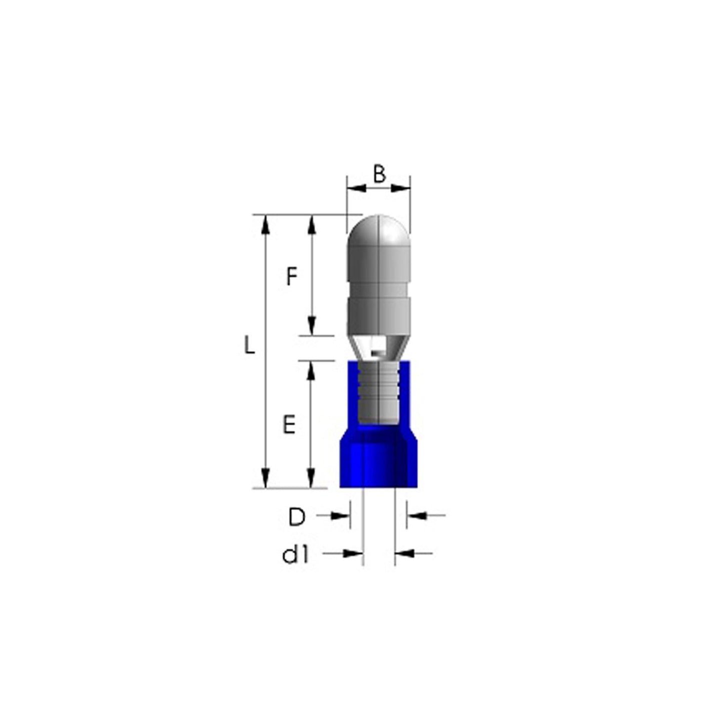 100x round plug blue 1.5-2.5mm² 300V