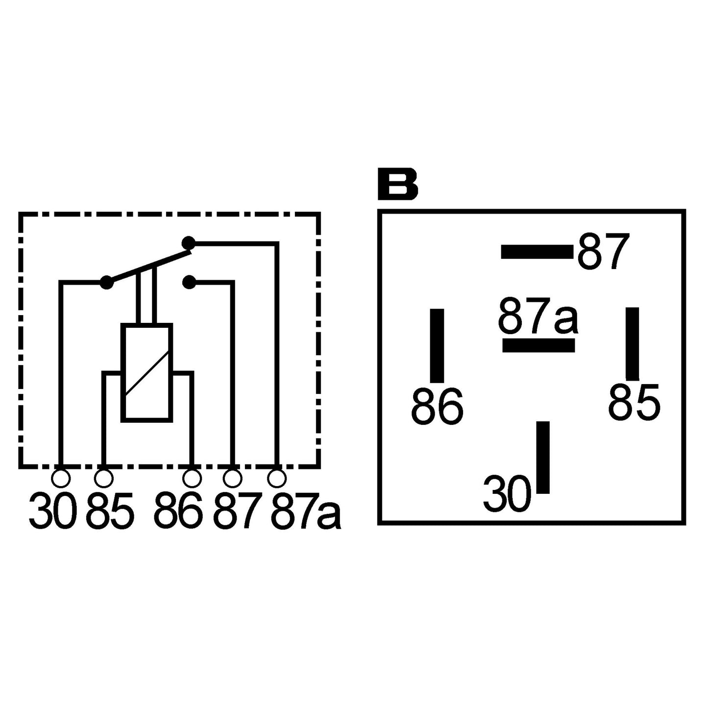Relais 12V 20/30A 5-polig 30/85/86/87/87a
