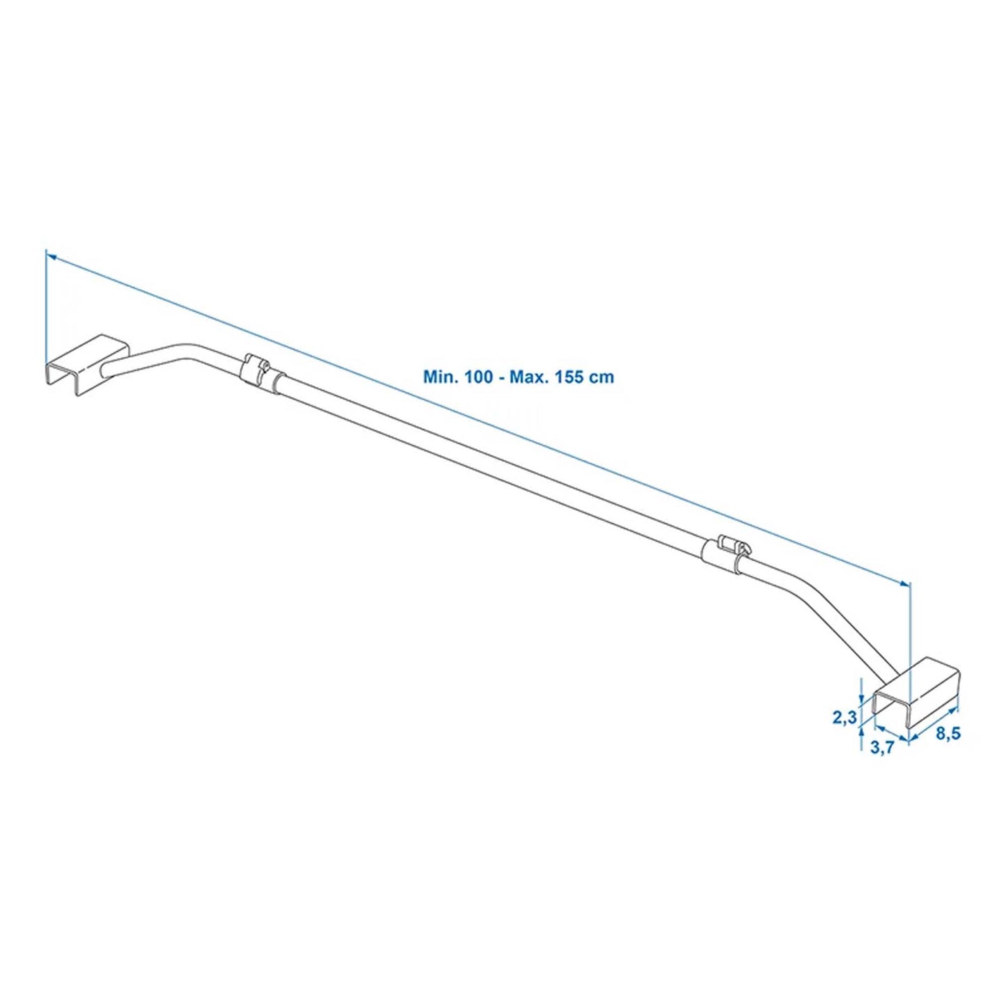 Flachplanenbügel Stahl verstellbar 100-155cm für PKW Anhänger