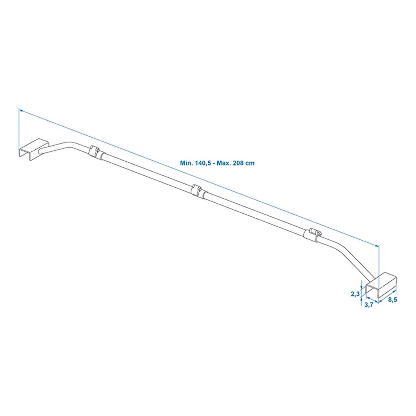 Flachplanenbügel Stahl verstellbar 141-208cm für PKW Anhänger