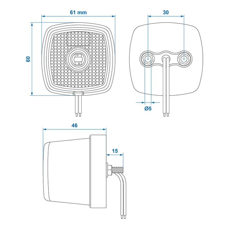 Seitenmarkierungsleuchte 12-24V Gelb 61 x 61 mm LED