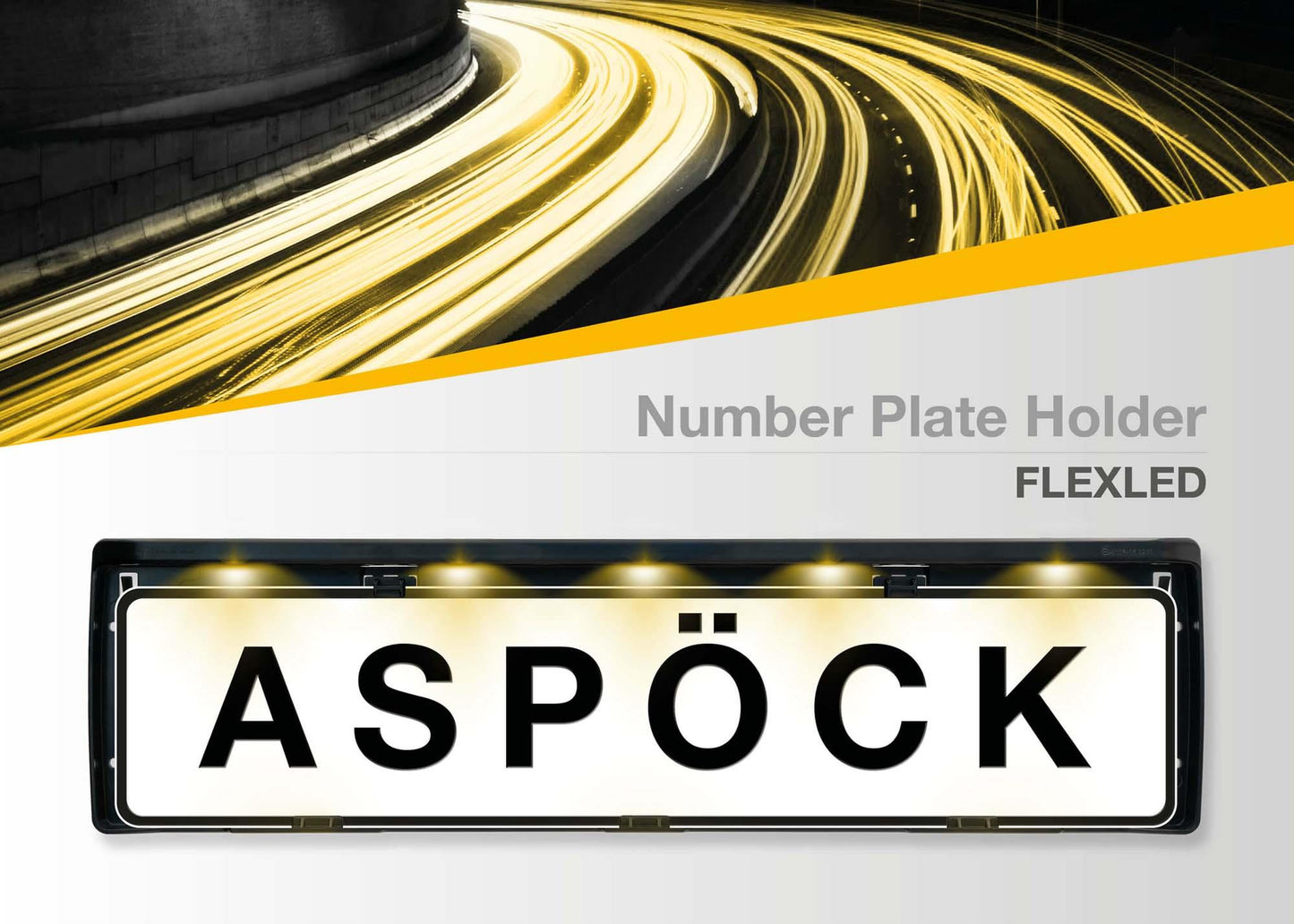 Aspöck license plate holder FlexLED license plate light 12V DC 36-3704-287