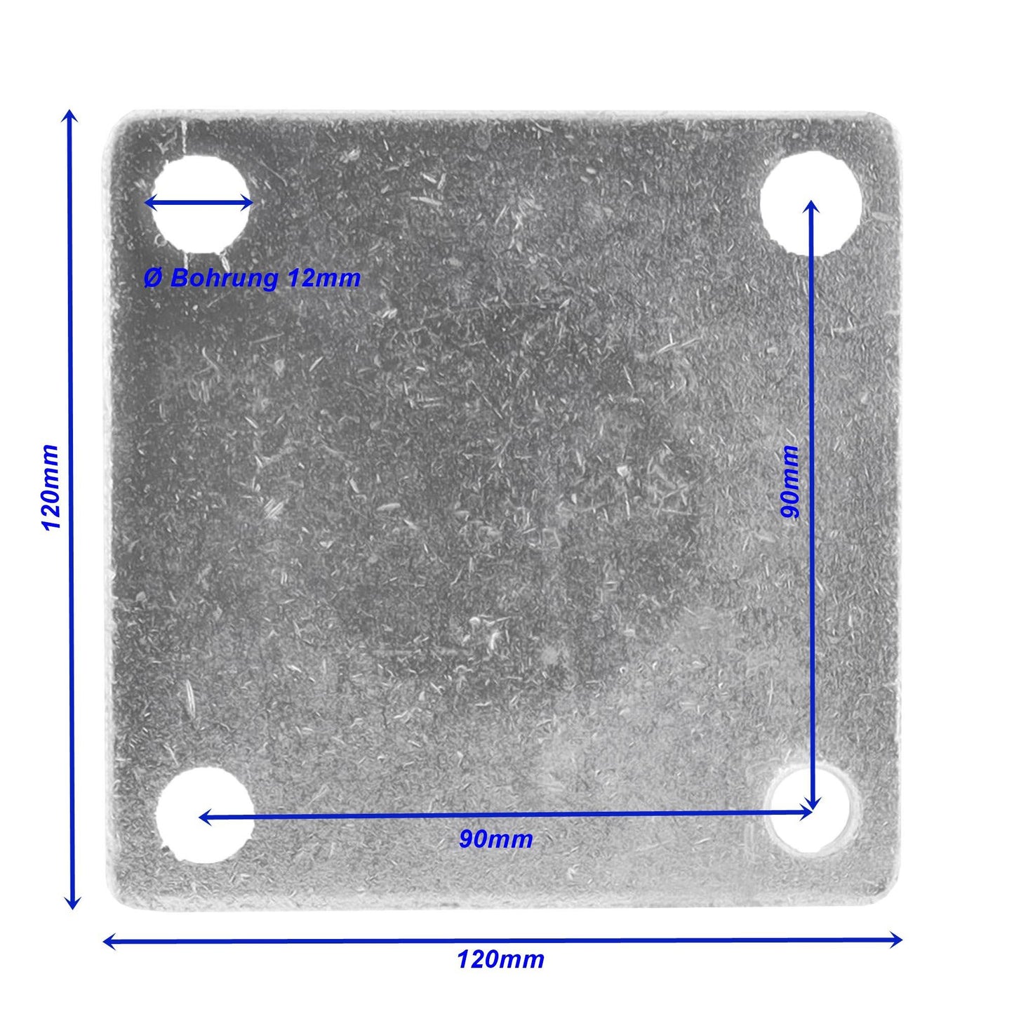 Montageplatte Abstellstütze 120x120mm LA:90mm 17mm Bolzen