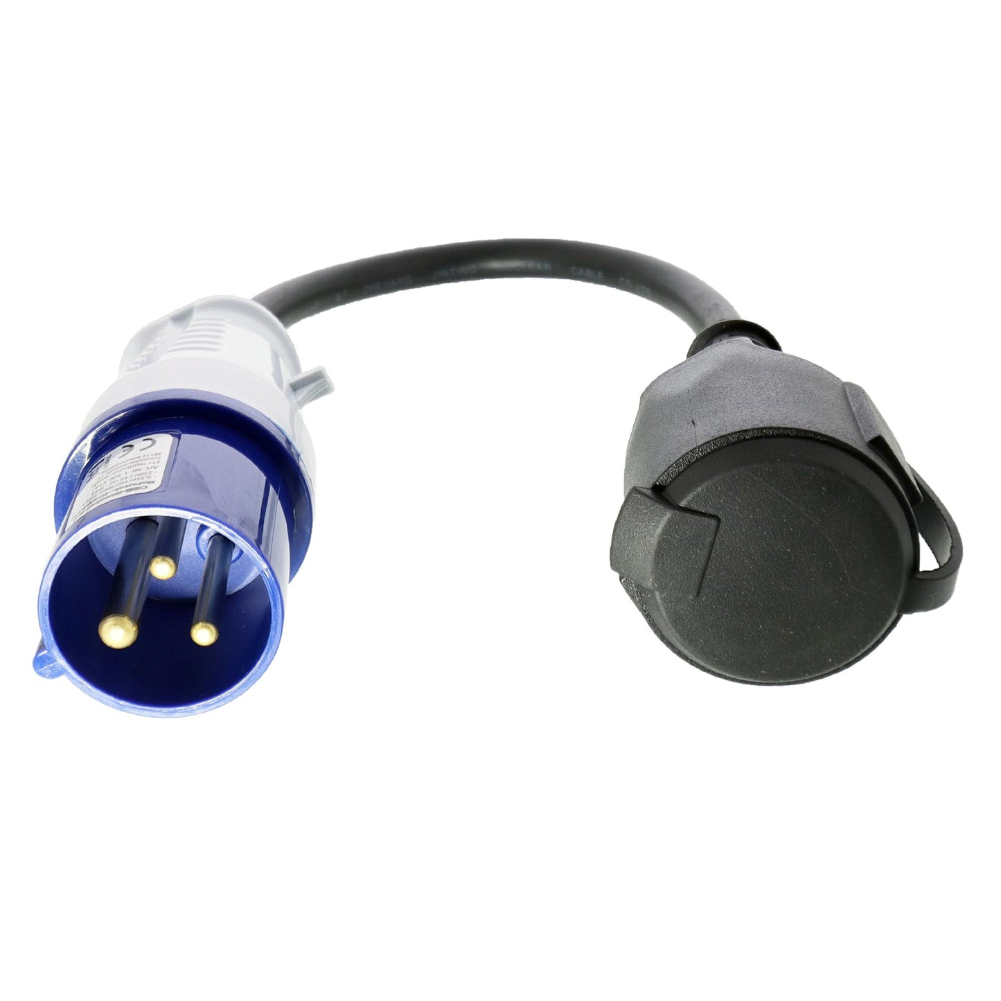 Adapterkabel CEE-Stecker auf Schuko-Kupplung 0,35m 3x2,5mm² H07RNG 230V IP44