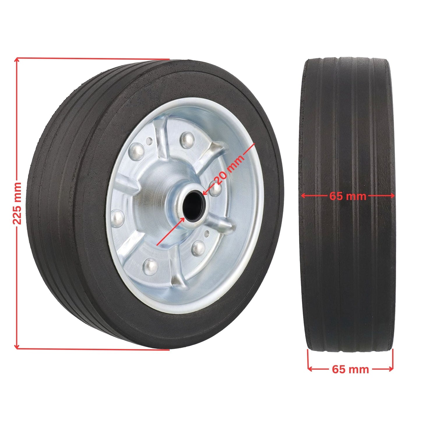 Ersatzrad 225x65mm für Anhänger Stützrad 500kg NL: 65mm - TMN - shop.de