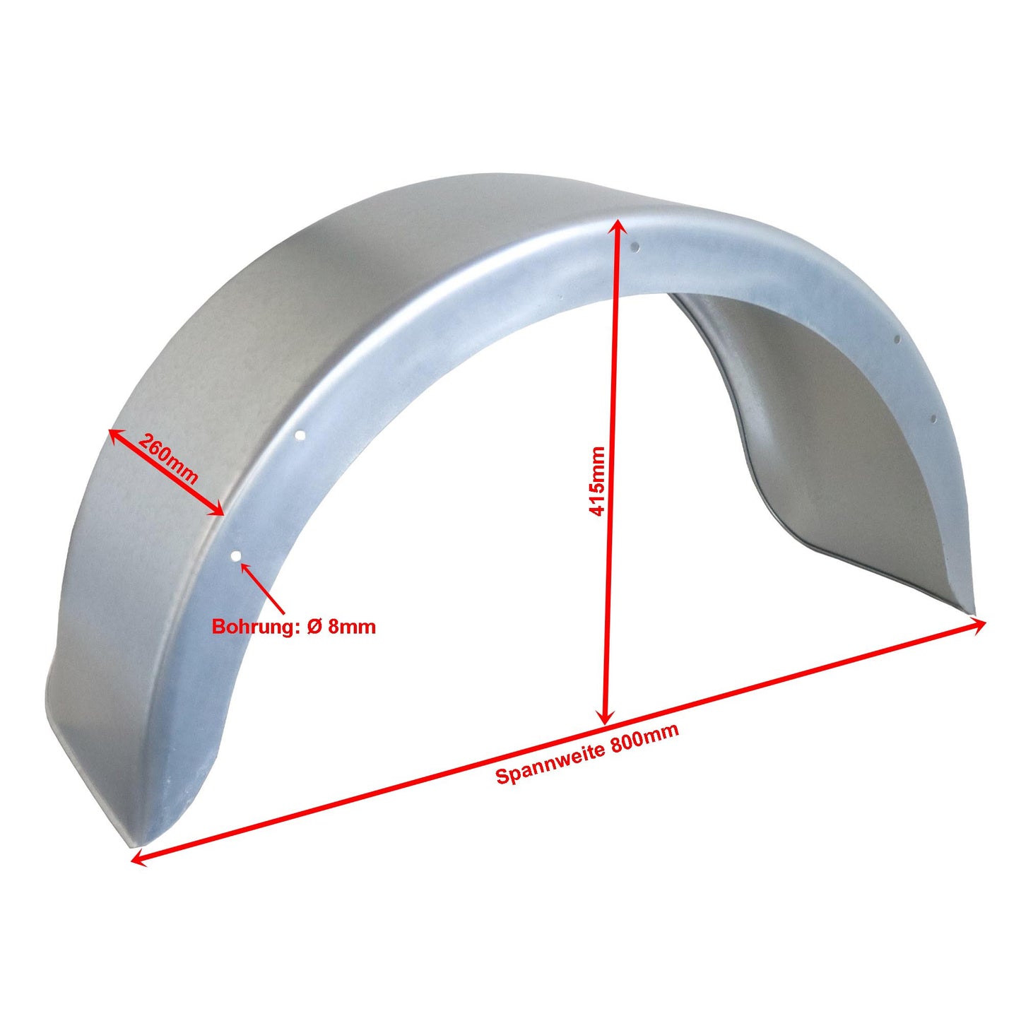 Kotflügel Stahlblech B240 x S800 x H415 verzinkt