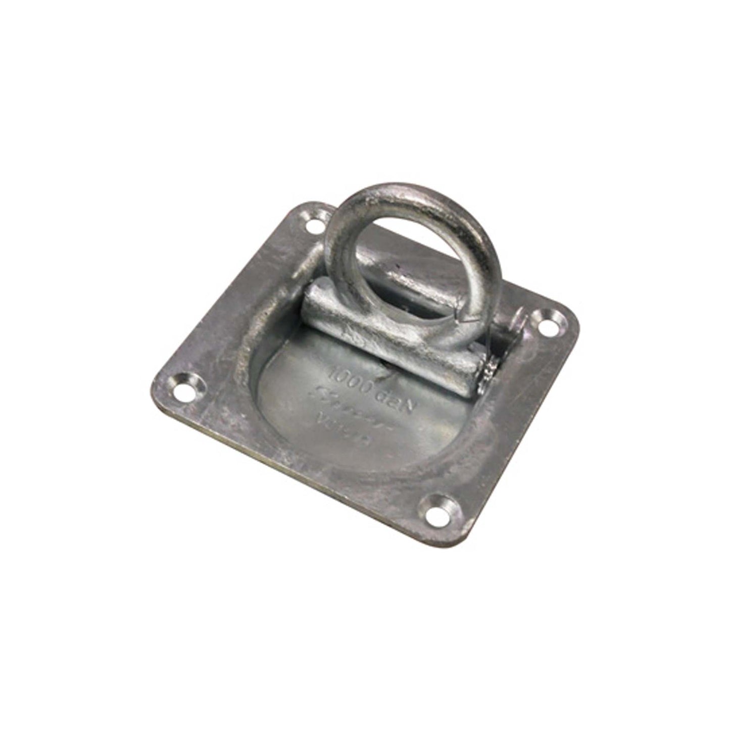 Suer Zurrring 105 × 105 mm, verzinkt, mit Rückzugfeder, Belastbarkeit 1000 daN, DIN EN 12640:2020 - 05 - TMN - shop.de