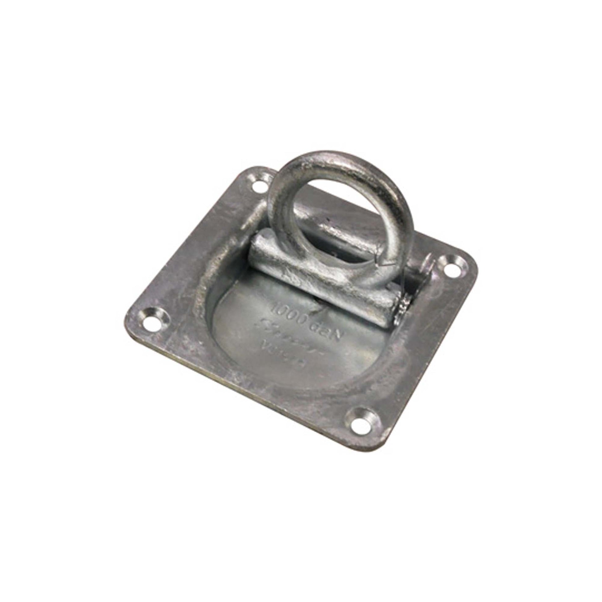 Suer Zurrring 105 × 105 mm, verzinkt, mit Rückzugfeder, Belastbarkeit 1000 daN, DIN EN 12640:2020 - 05 - TMN - shop.de