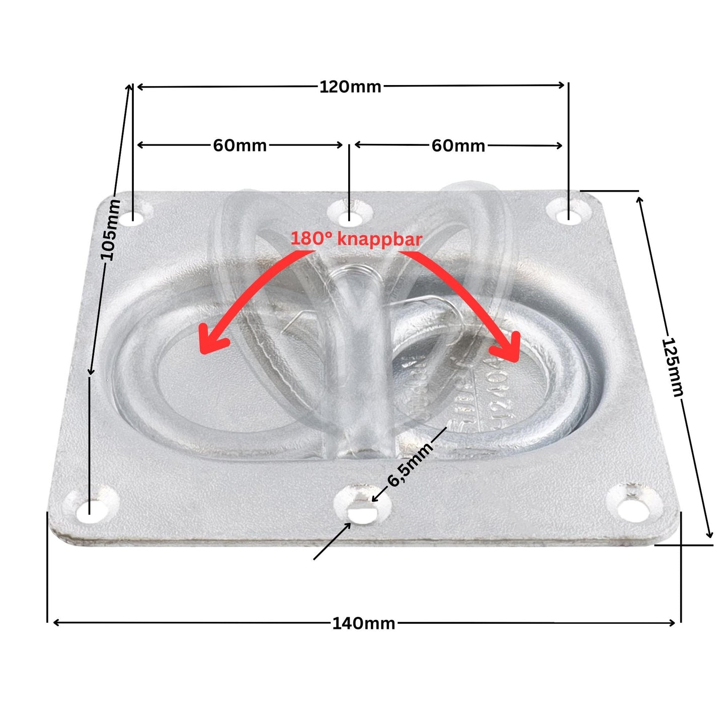 Suer Zurrring H2404 mit doppelter Bodenplatte, verzinkt, mit Rückzugfeder, Belastbarkeit 1000 daN, DIN EN 12640:2001 - 01 - TMN - shop.de