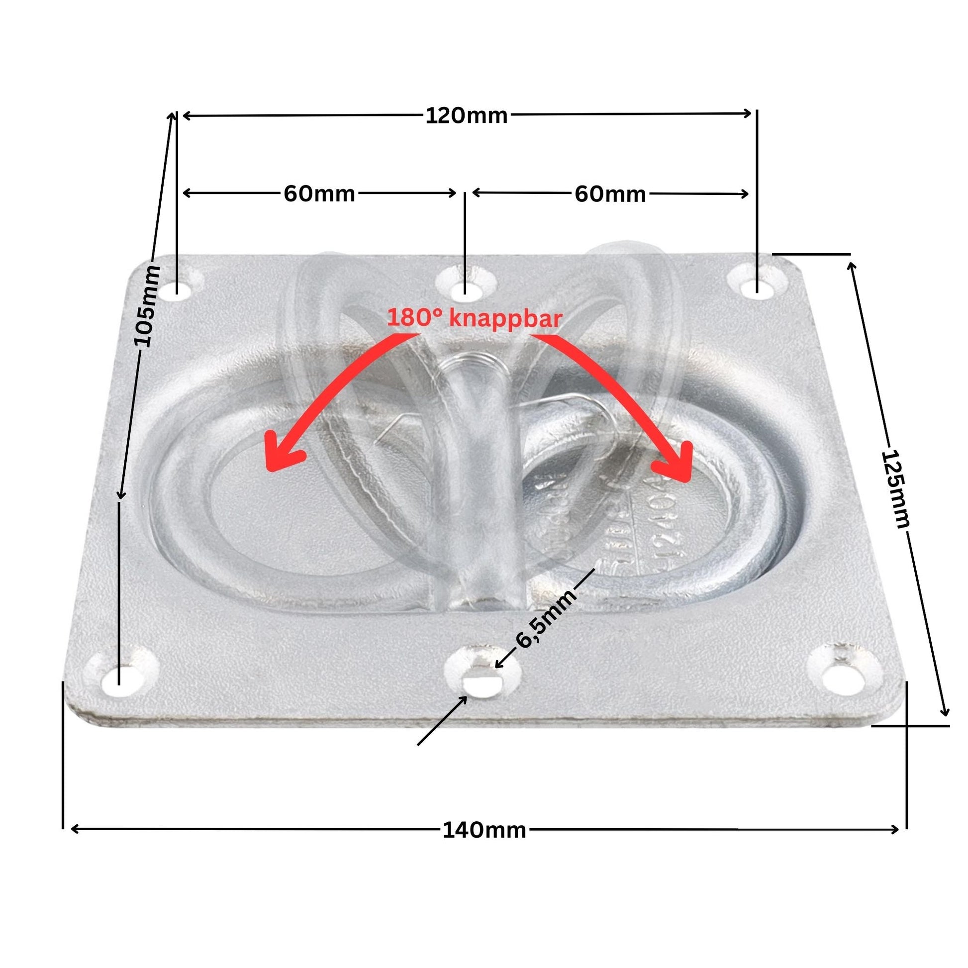 Suer Zurrring H2404 mit doppelter Bodenplatte, verzinkt, mit Rückzugfeder, Belastbarkeit 1000 daN, DIN EN 12640:2001 - 01 - TMN - shop.de