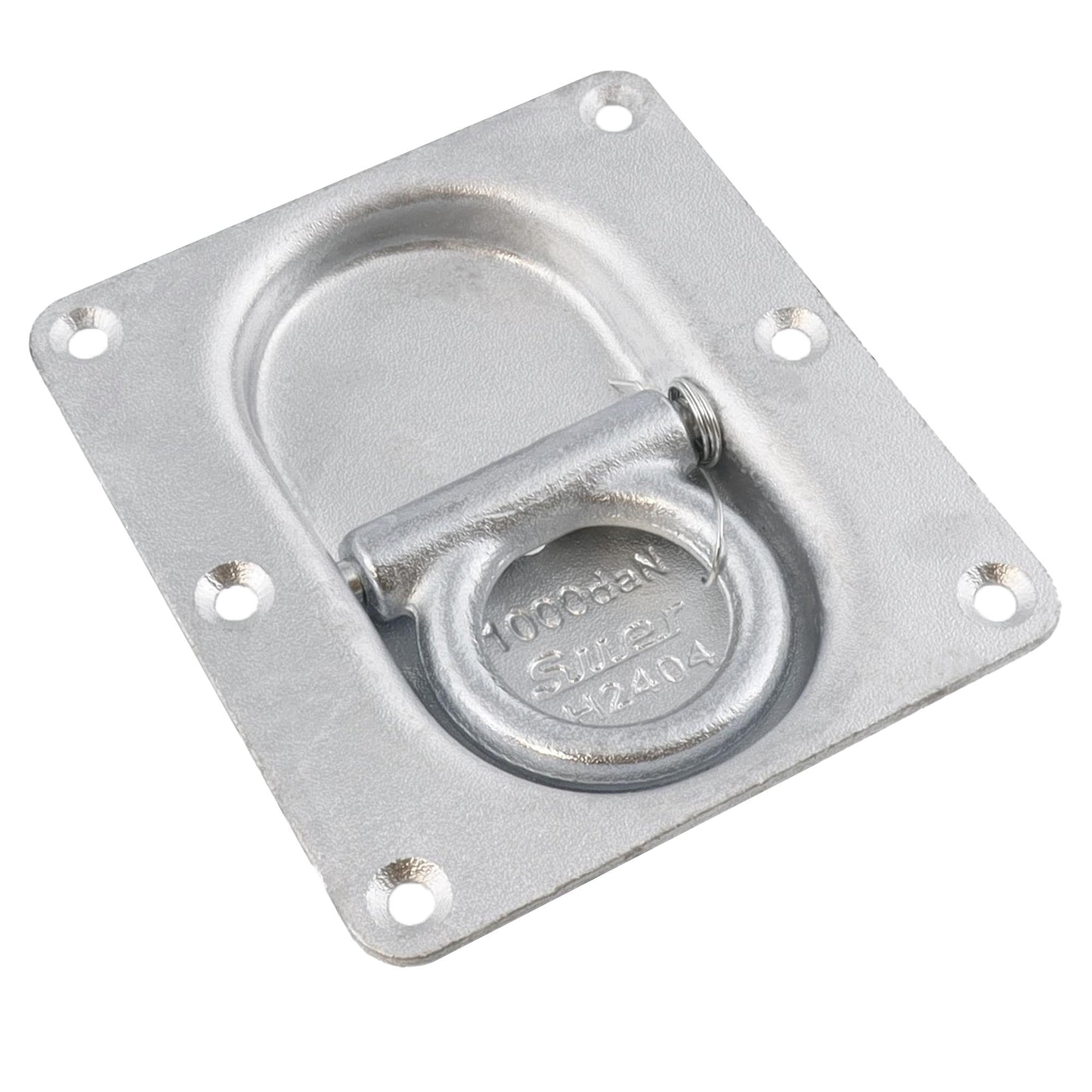 Suer Zurrring H2404 mit doppelter Bodenplatte, verzinkt, mit Rückzugfeder, Belastbarkeit 1000 daN, DIN EN 12640:2001 - 01 - TMN - shop.de