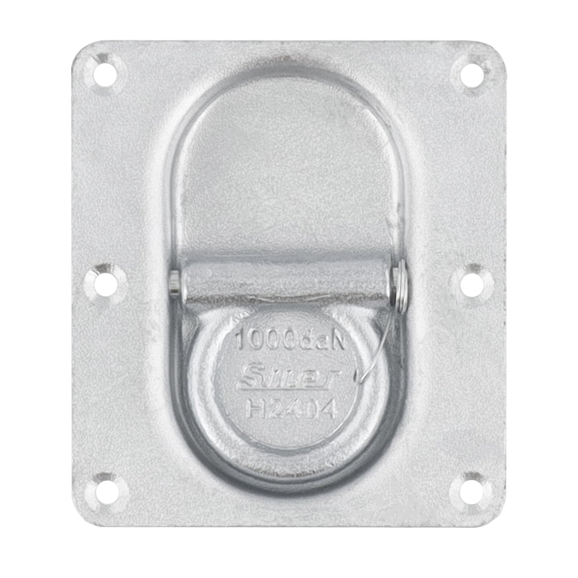 Suer Zurrring H2404 mit doppelter Bodenplatte, verzinkt, mit Rückzugfeder, Belastbarkeit 1000 daN, DIN EN 12640:2001 - 01 - TMN - shop.de