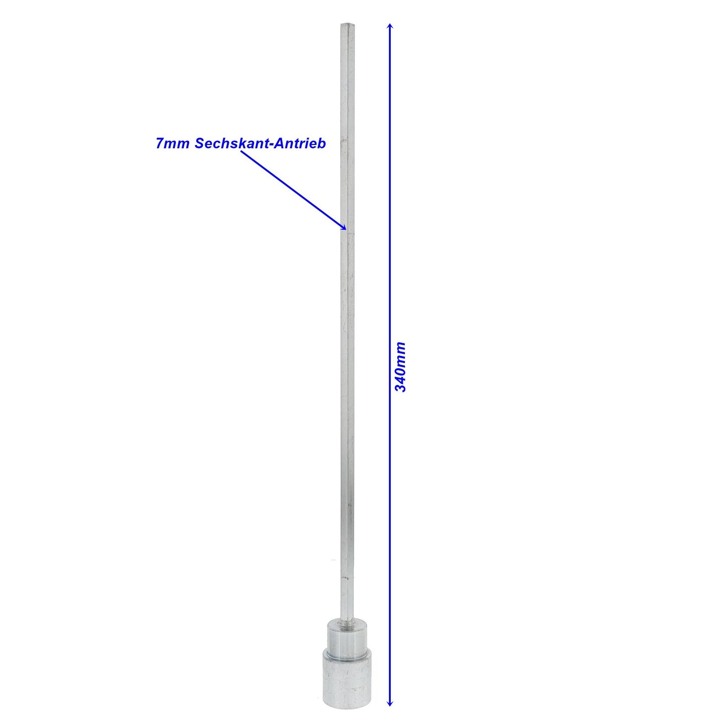 Ausdrehkurbel für Anhängerstützen 340mm / 19mm