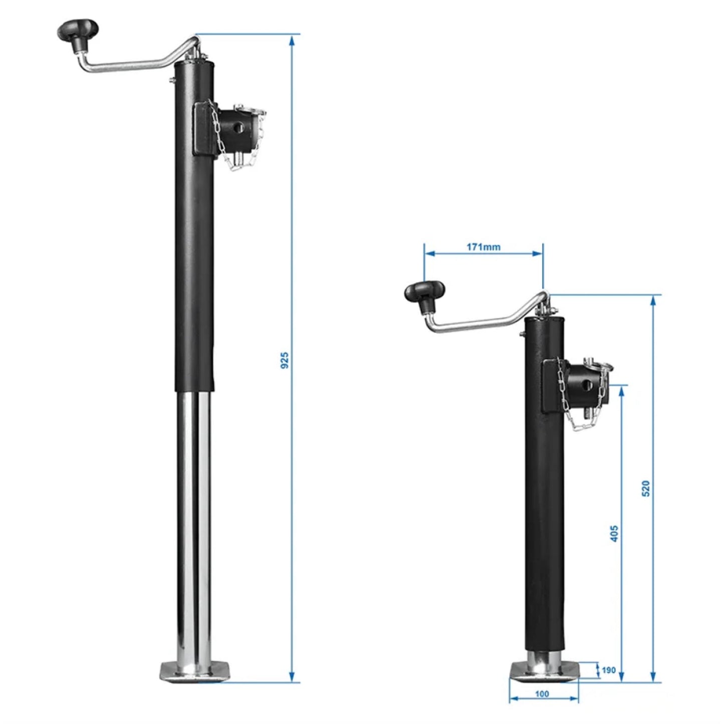 Turning support 520-900mm foldable 1000kg with screw flange + screw set