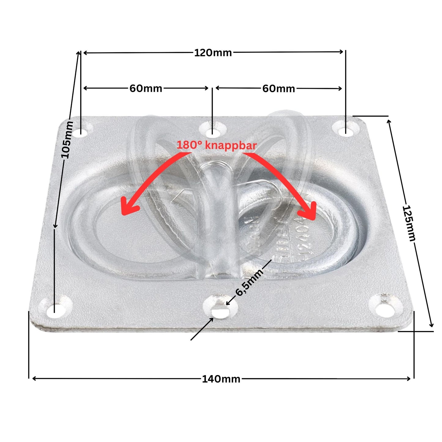 Suer Zurrring H2404 mit doppelter Bodenplatte, verzinkt, mit Rückzugfeder, Belastbarkeit 1000 daN,  DIN EN 12640:2001-01