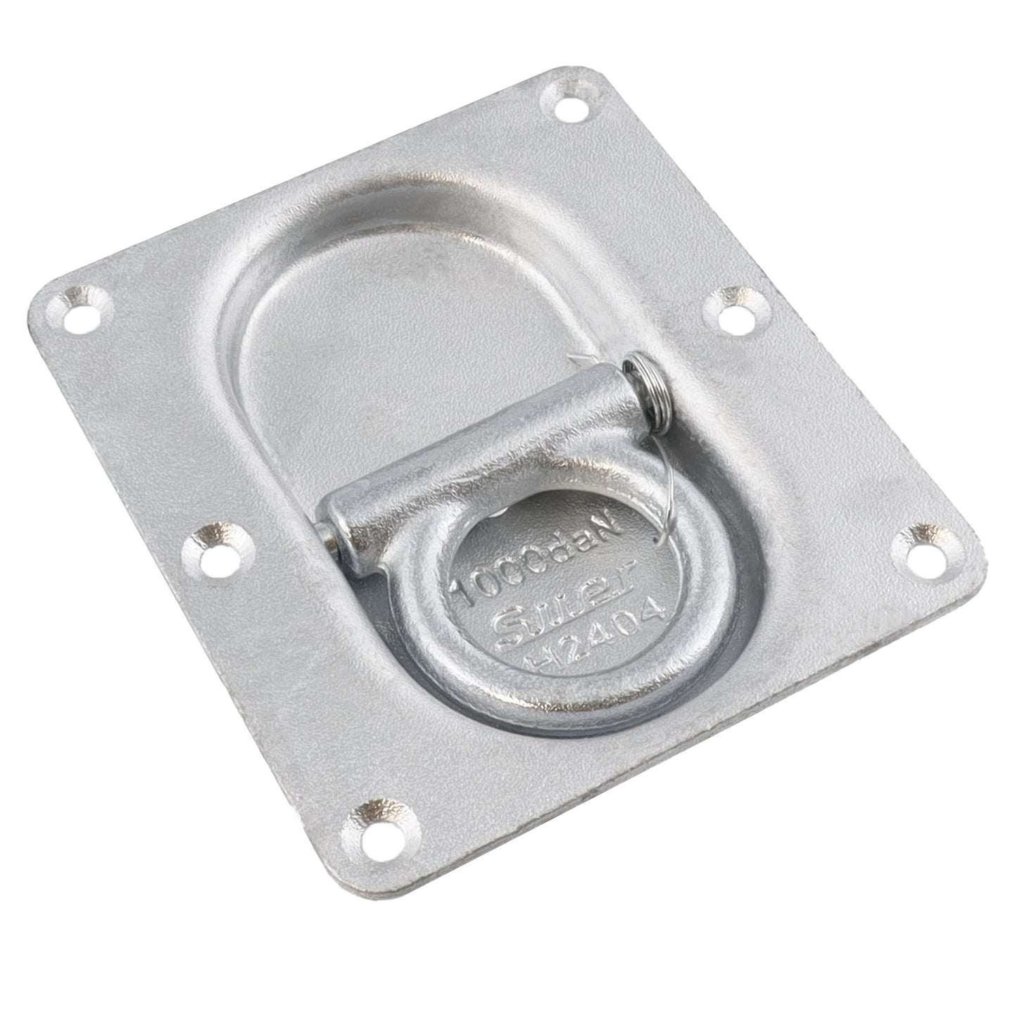 Suer Zurrring H2404 mit doppelter Bodenplatte, verzinkt, mit Rückzugfeder, Belastbarkeit 1000 daN,  DIN EN 12640:2001-01