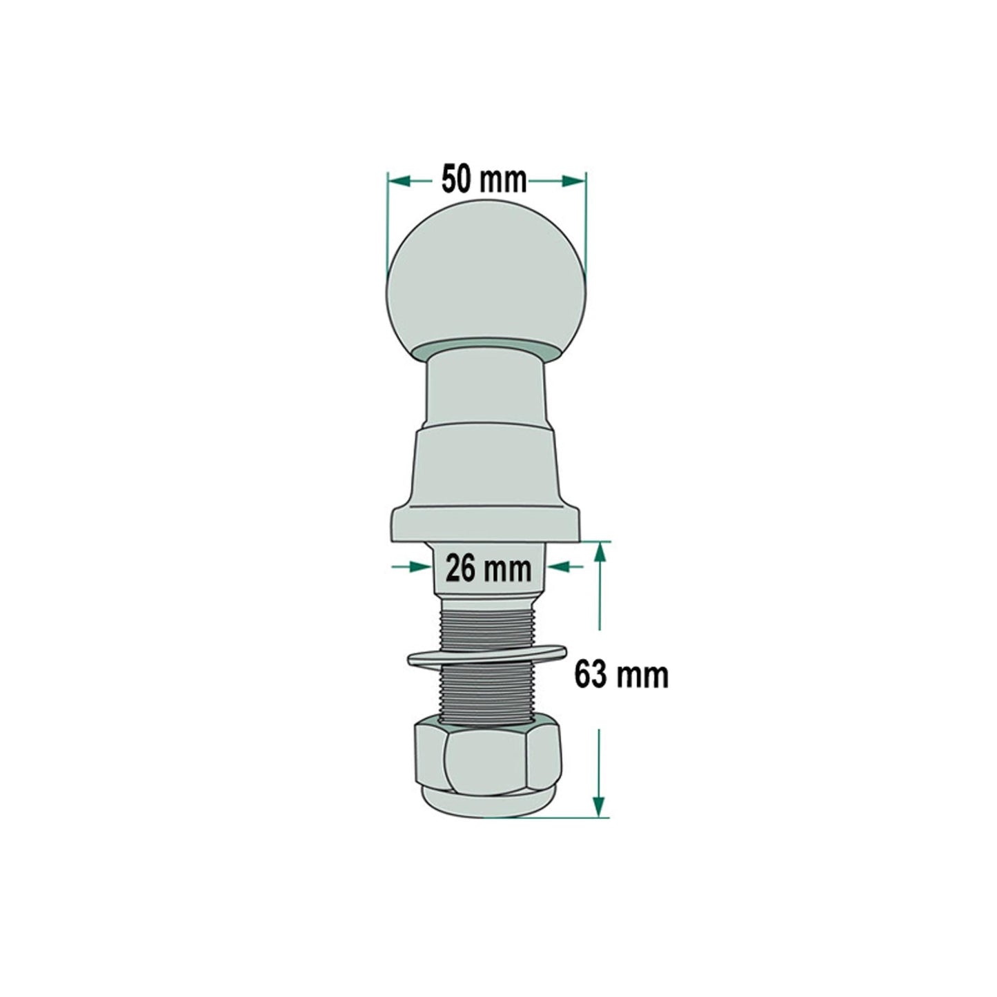3500kg Kugelkopf mit Gewinde M22 gerade - TMN-shop.de