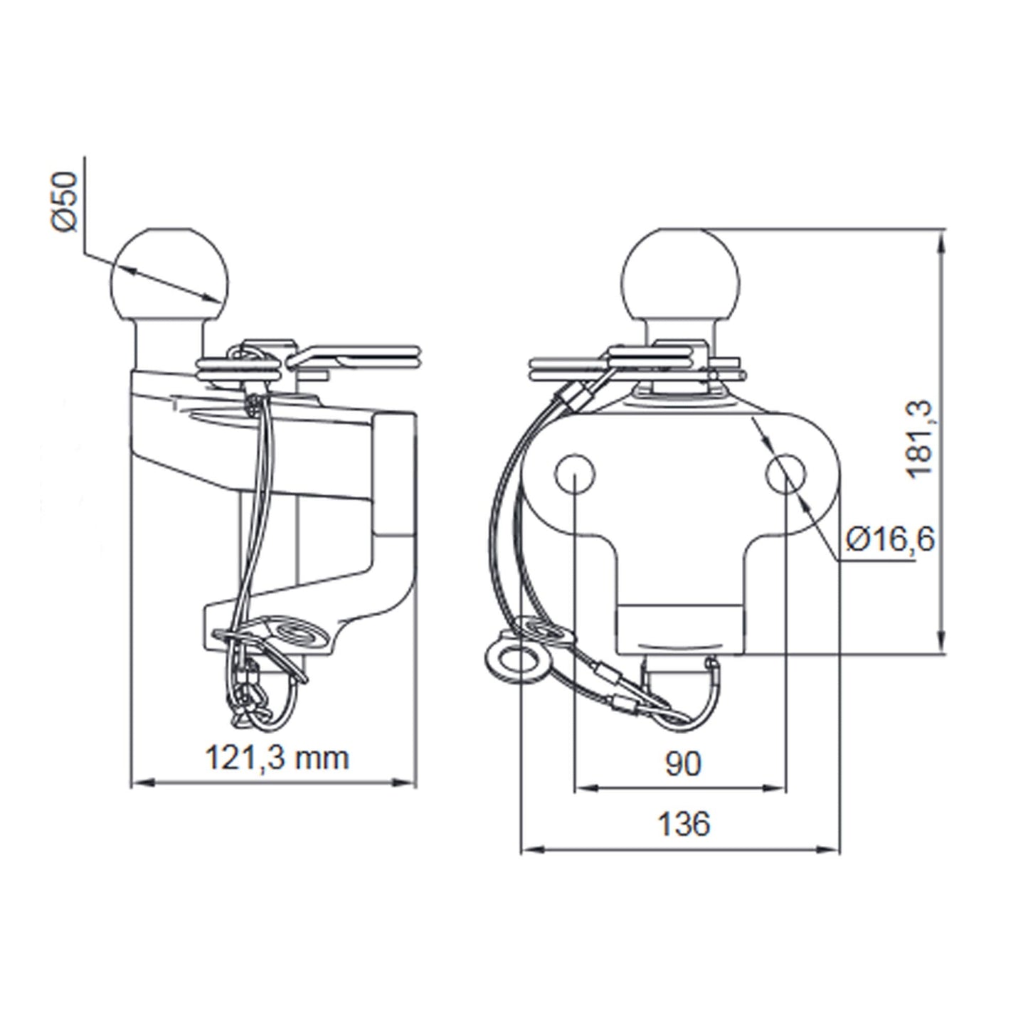 Anhängerkupplung Zweifach Ø50mm 3.500kg Schwarz - TMN-shop.de