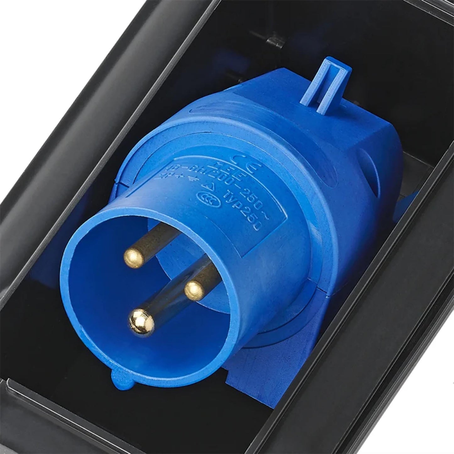 CEE-Einspeisestecker Einbau rechteckig schwarz - TMN-shop.de