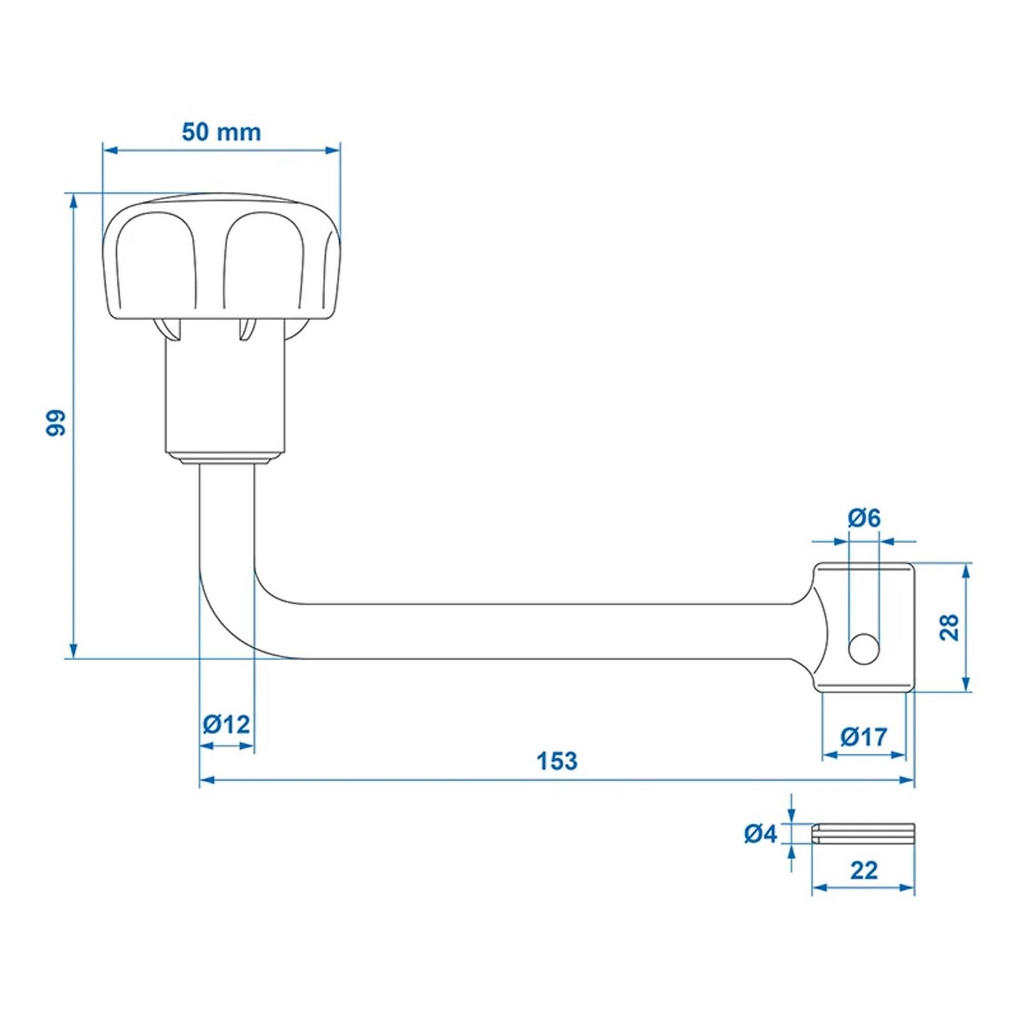 Ersatz-Kurbel für 400/500kg Stützrad 60mm - TMN-shop.de