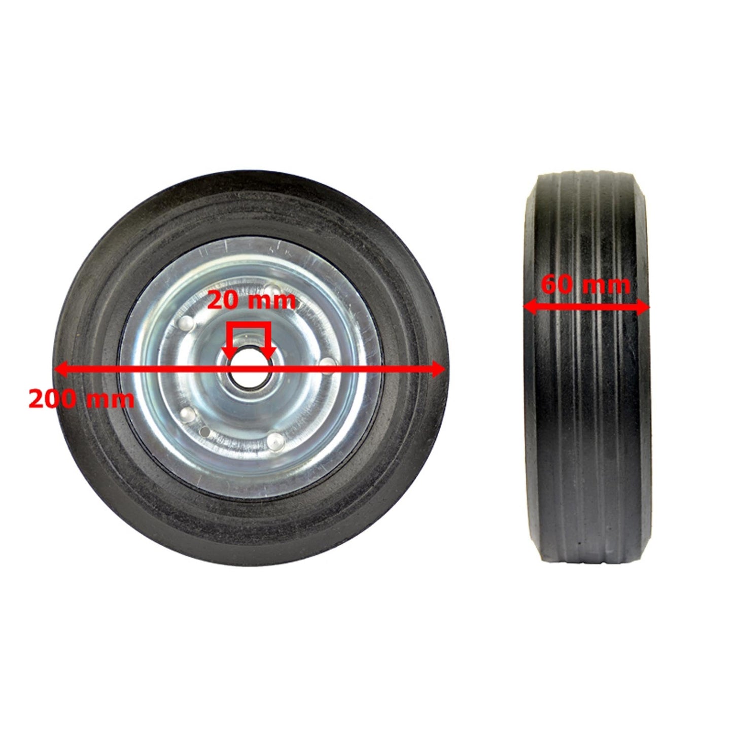 Ersatzrad 200x60mm für Anhänger Stützrad 250 Kg - TMN-shop.de