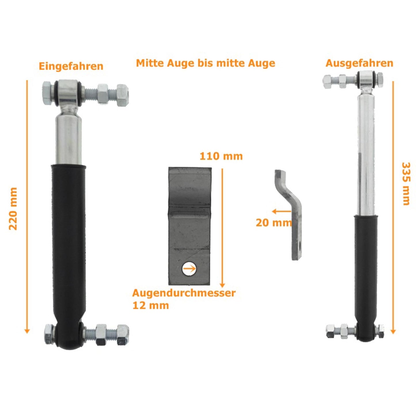 Set KNOTT Achsstoßdämpfer (2 Stück) 600 bis 1800 kg -Knott Nr. 990001 + Schraubensatz + Halter - TMN-shop.de