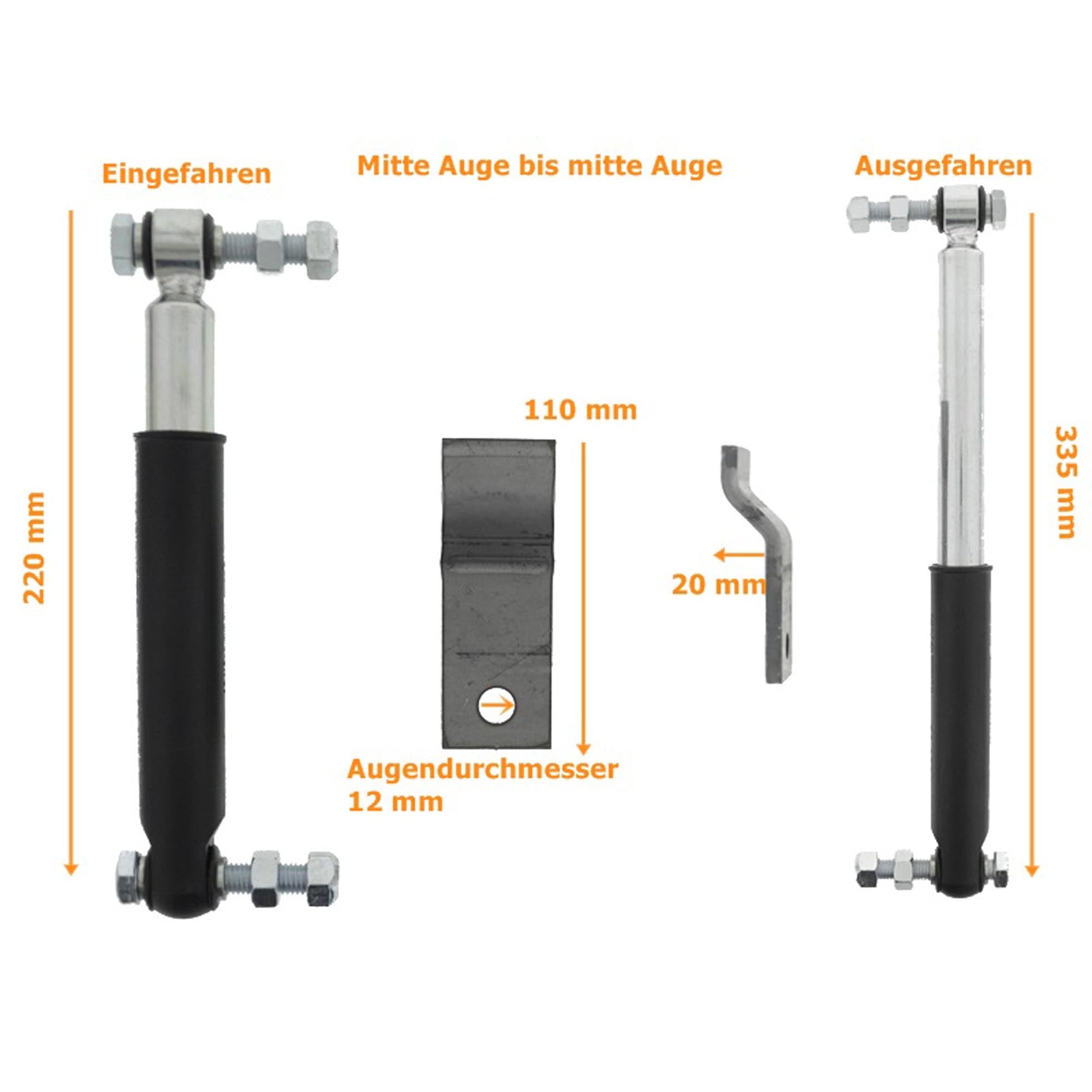 Set KNOTT Achsstoßdämpfer (2 Stück) 600 bis 1800 kg -Knott Nr. 990001 + Schraubensatz + Halter - TMN-shop.de