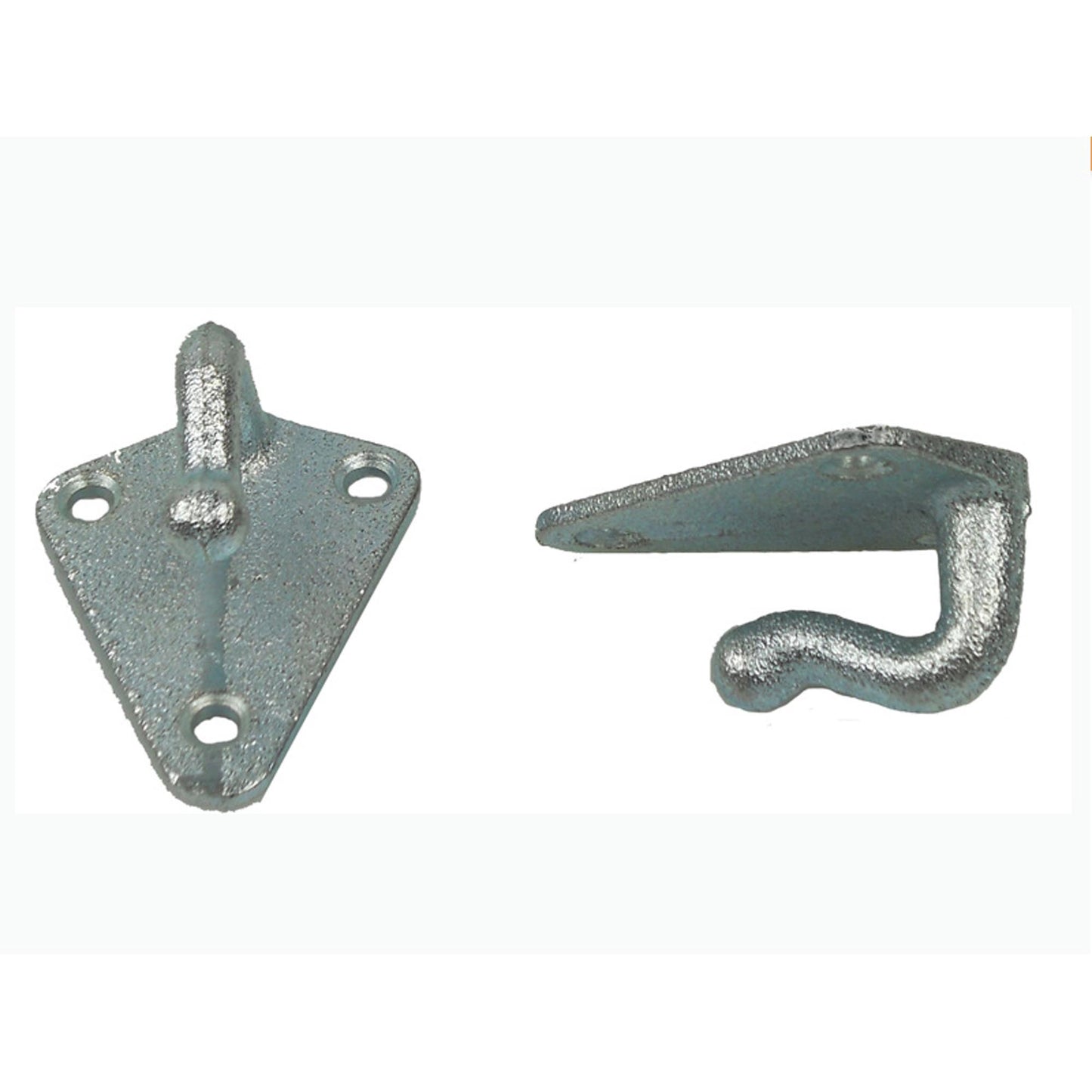 Three-hole tarpaulin hook for trailers to secure loads, cast iron