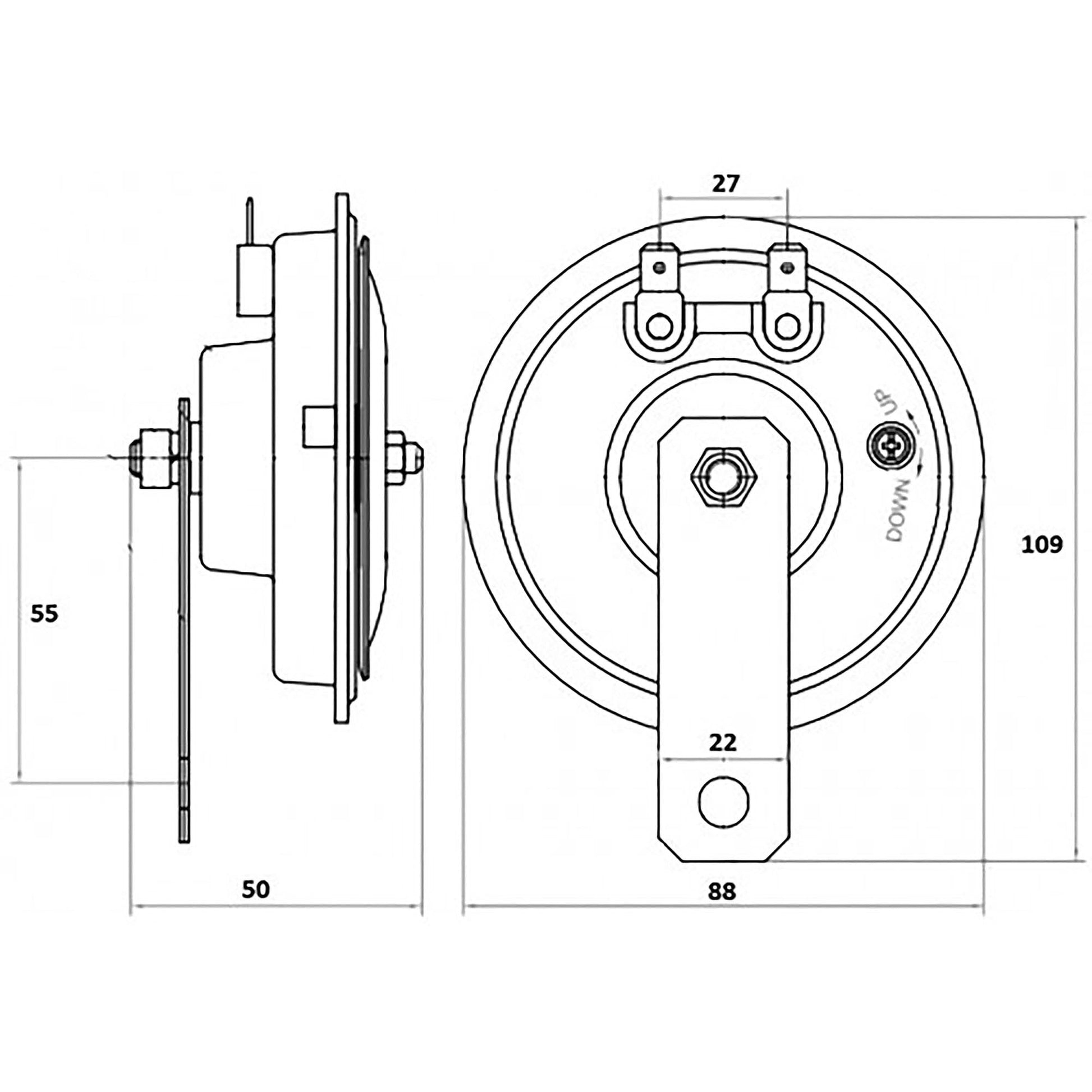 12V Universal PKW Hupe Ø 90mm 105db - TMN - shop.de