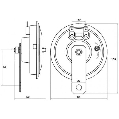 12V Universal PKW Hupe Ø 90mm 105db - TMN - shop.de