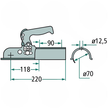 ALBE EM80RGK Winterhoff WW8-C Zugmaul 800KG Ø70mm Rund