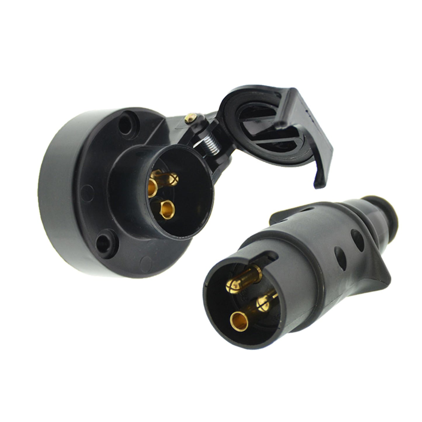 Set 3-pin trailer socket and plug plastic 6-24V 16A
