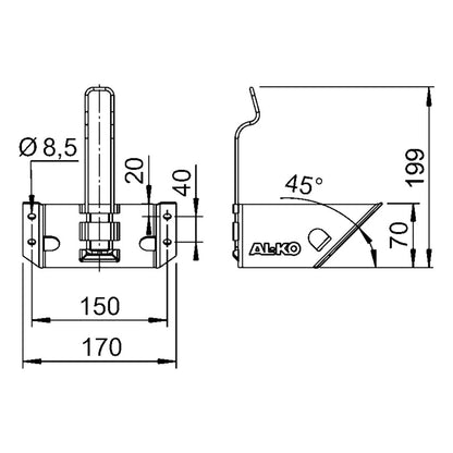 ALKO holder for wheel chock UK36 galvanized