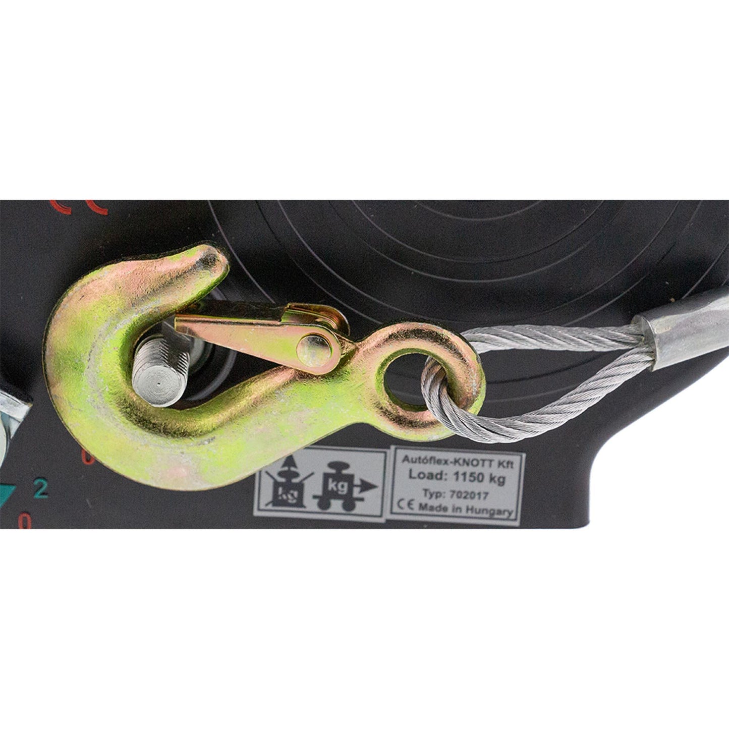 Knott winch with 10m steel cable and hook 1150kg