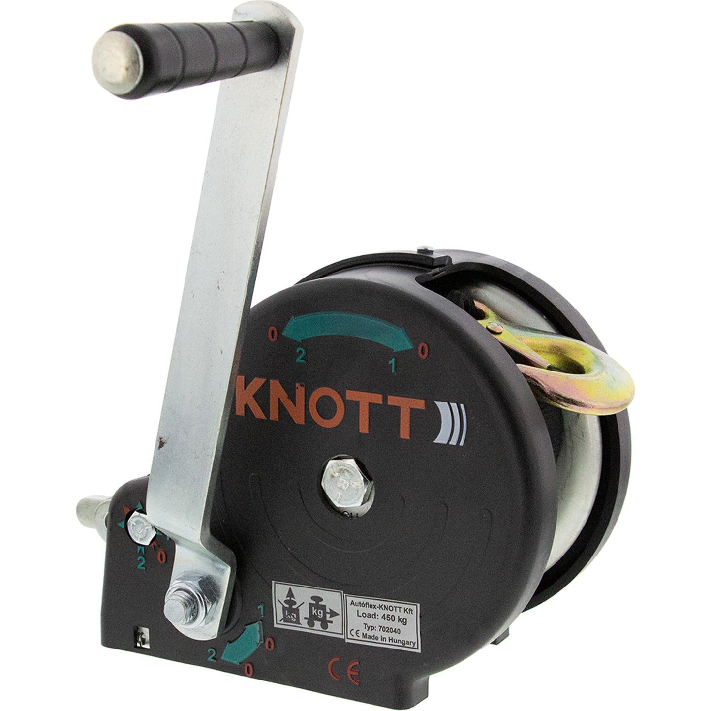 Knott belt winch with housing, 7m belt and hook 450kg