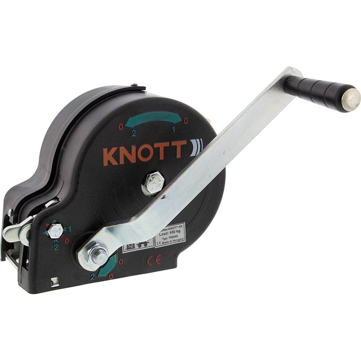 Knott belt winch with housing, 7m belt and hook 450kg