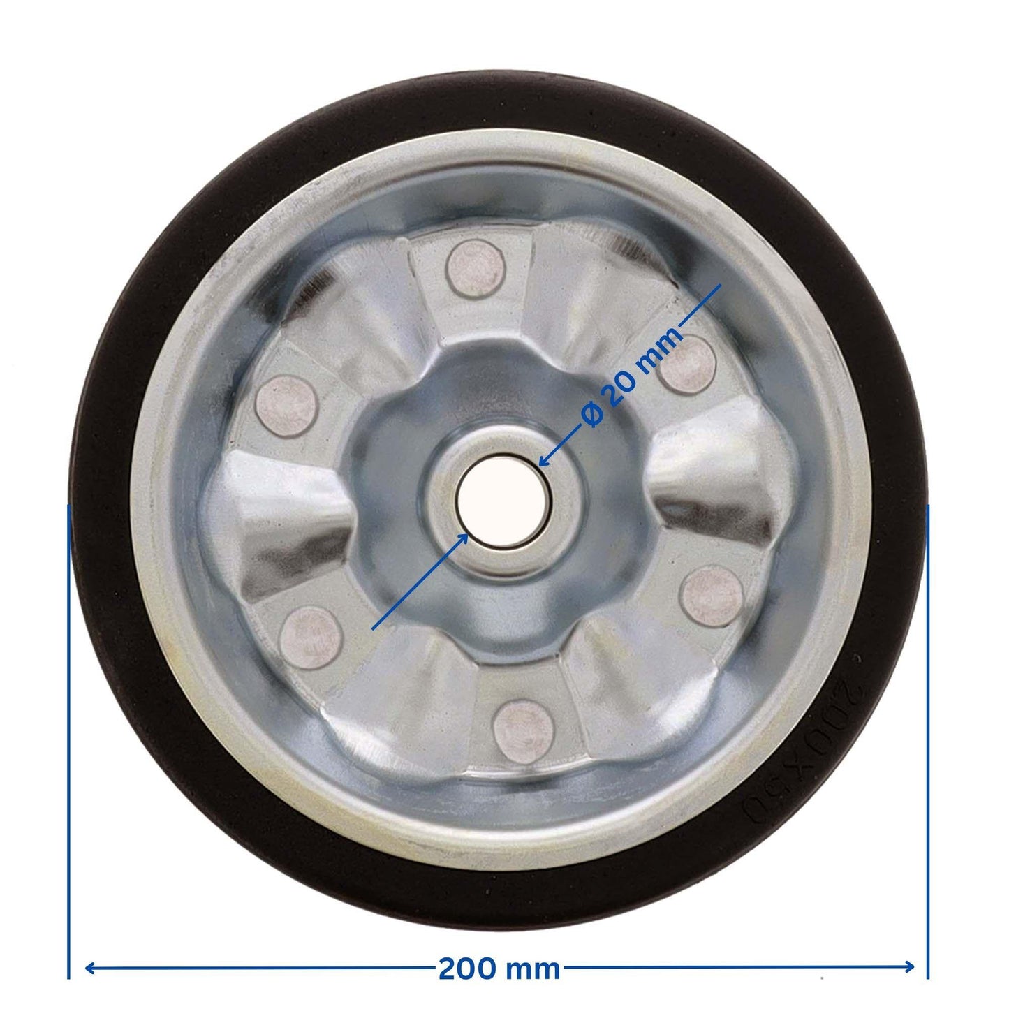 Spare wheel 200x50mm suitable for 500kg ALKO, KNOTT, DTR, TheDrive trailer jockey wheel