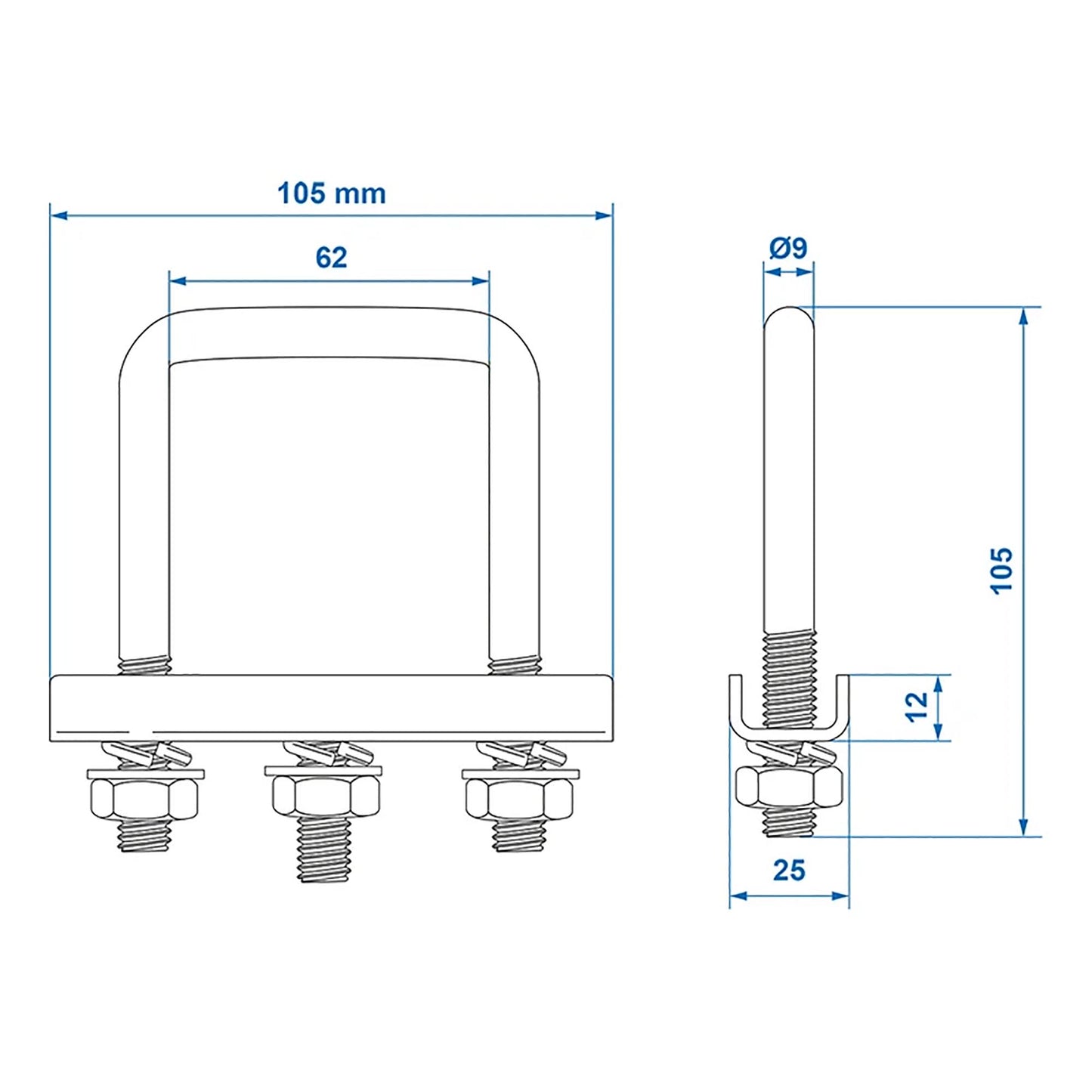 Clamp mounting set square 60mm