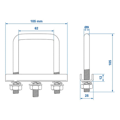Clamp mounting set square 60mm