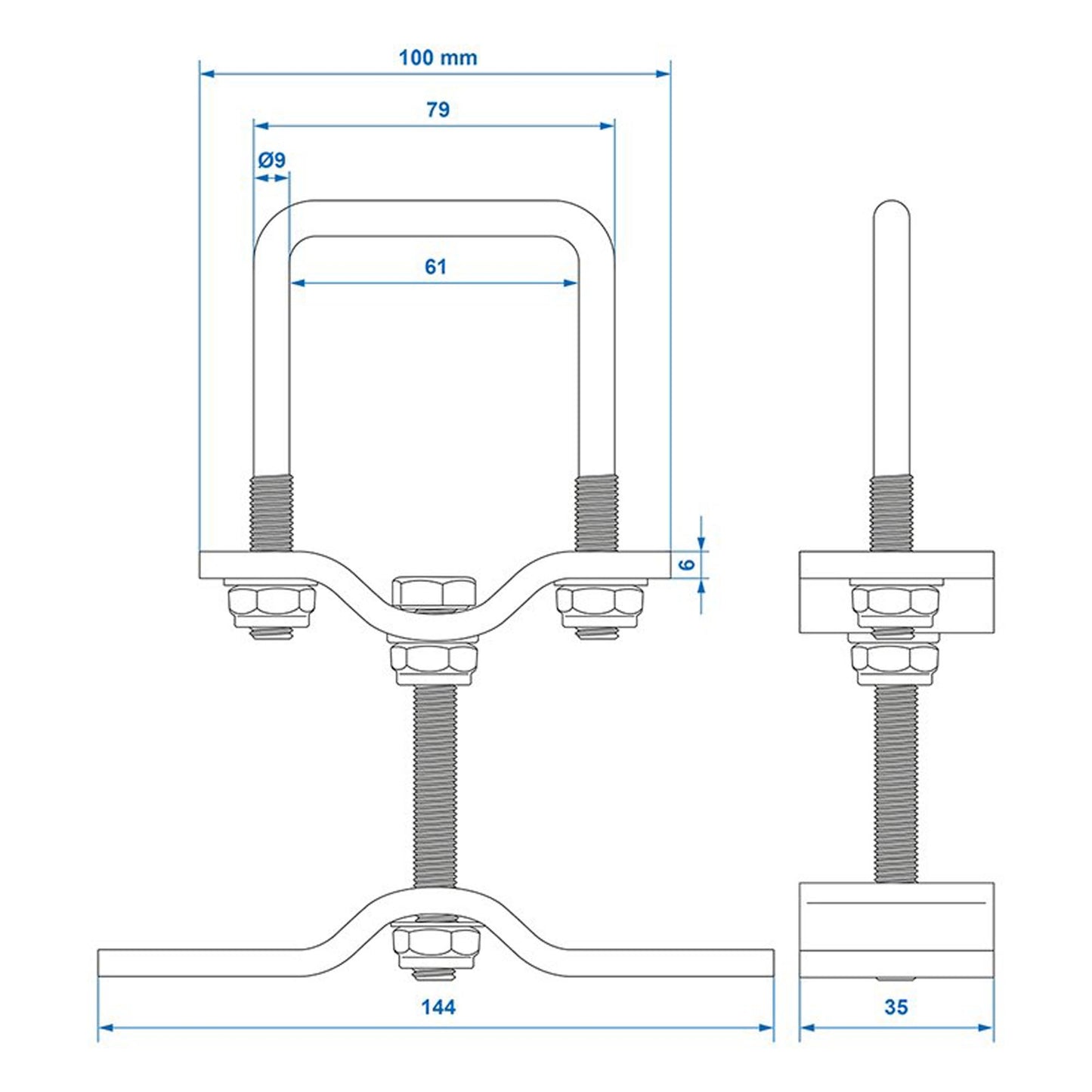 Spare wheel holder for trailer 60mm square