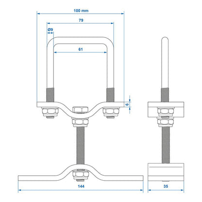 Spare wheel holder for trailer 60mm square