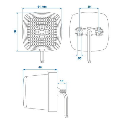 Positionsleuchte 12-24V Rot 61 x 61 mm LED