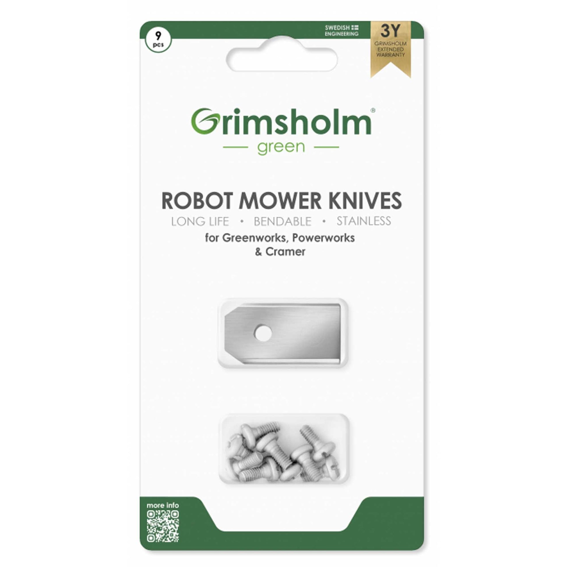 9x Edelstahl Messer passend für Greenworks, Powerworks & Cramer - TMN - shop.de
